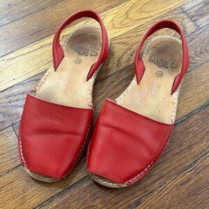Red leather sandal, Spanish Sandal Co, Size 39